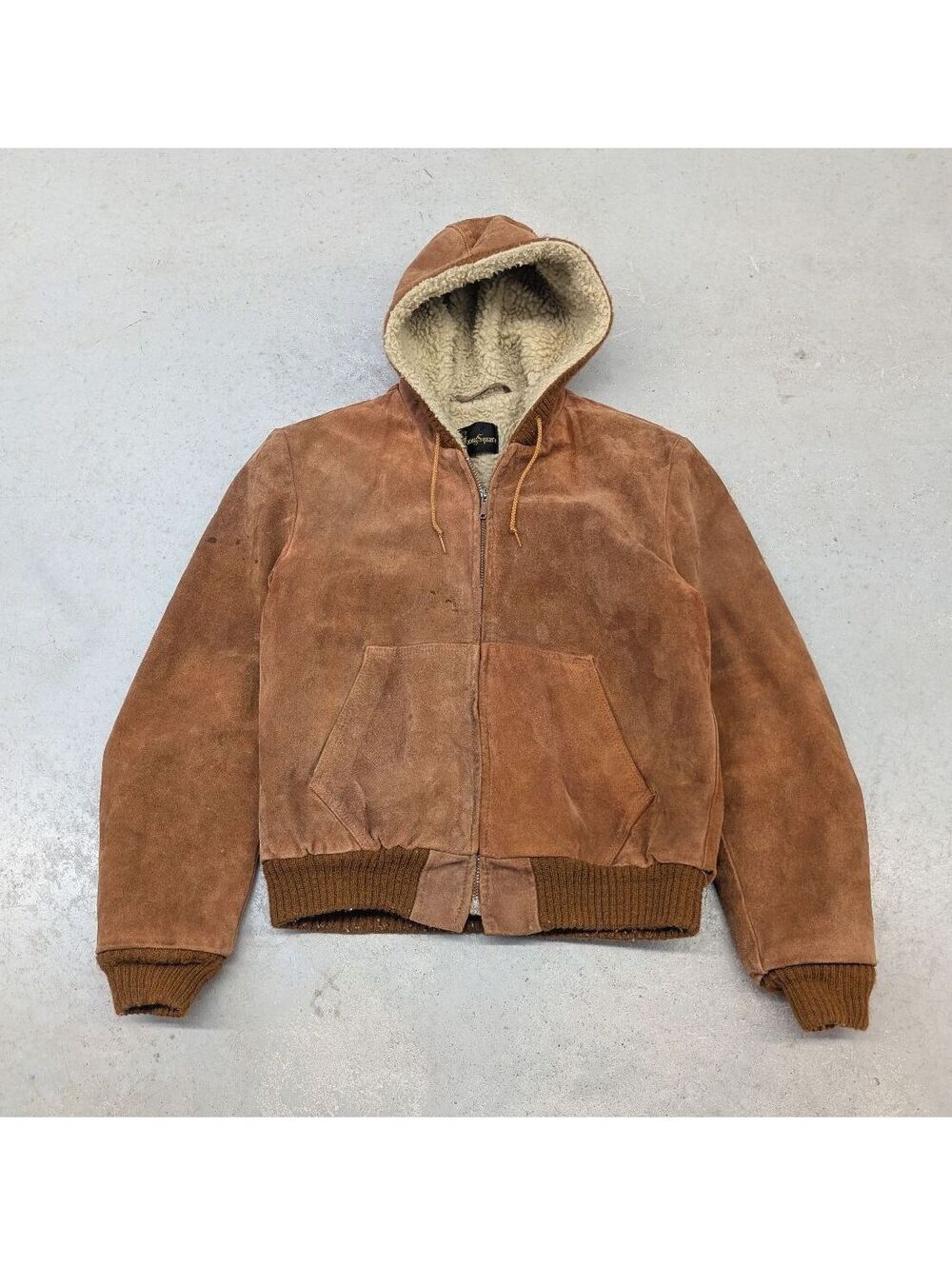 Vintage 70s Savoy Square Suede Leather Sherpa Lined Jacket